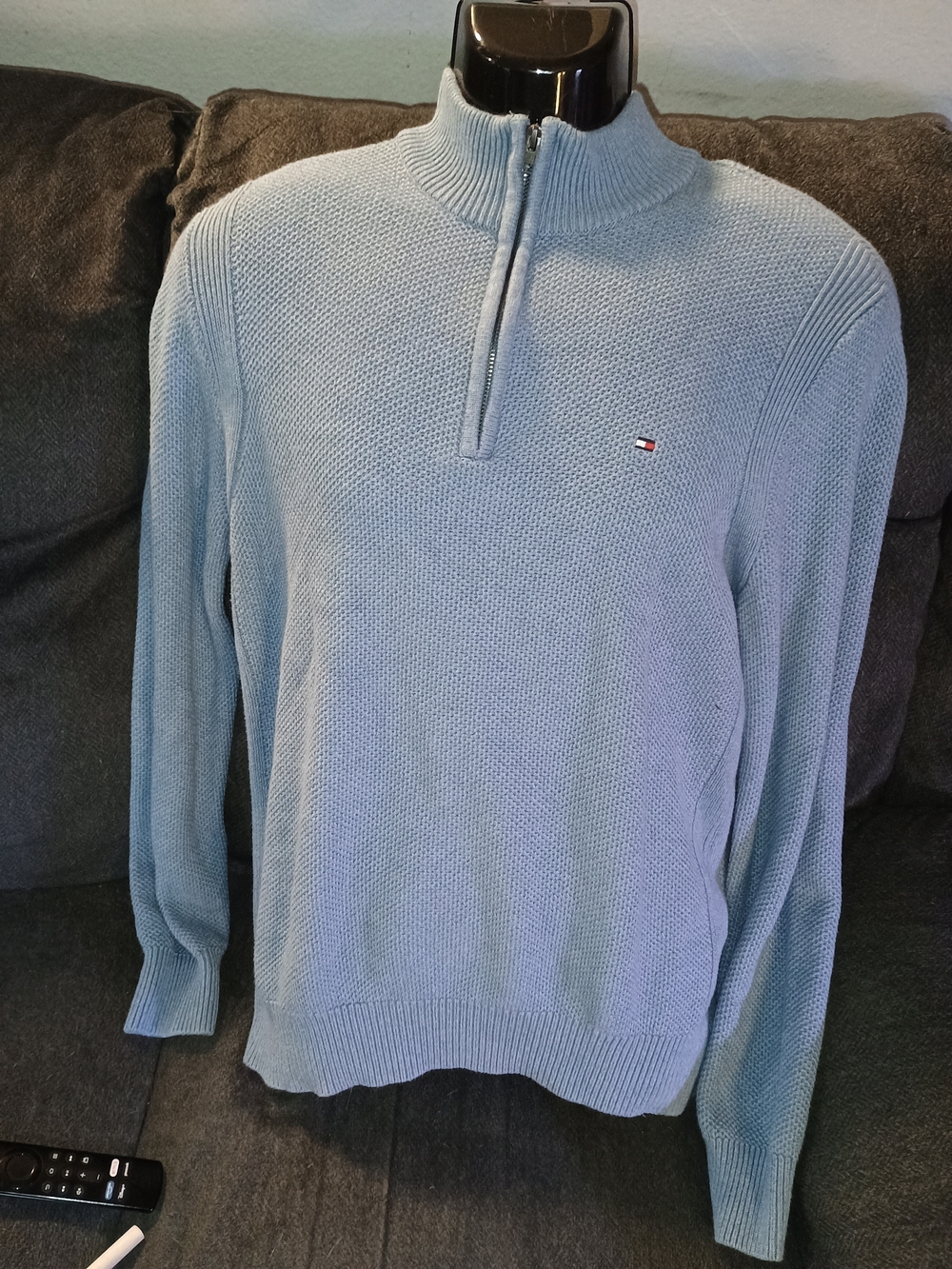 Tommy Hilfiger Men's Light Blue Half-Zip Knit Sweater